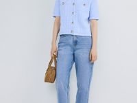 Кардиган с коротким рукавом, Голубой