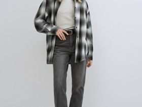 Рубашка в клетку со стразами, Черный