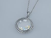 Подвеска из белого золота с бриллиантами, турмалинами, сапфировым стеклом и изумрудами э4781пд07240373