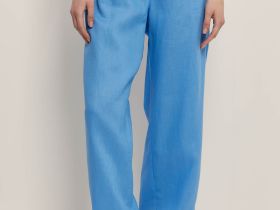 Брюки прямого кроя с добавлением льна