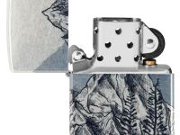 Зажигалка ZIPPO Mountain Sketch с покрытием 540 Tumbled Chrome, латунь/сталь, разноцветная, 38x13x57 мм