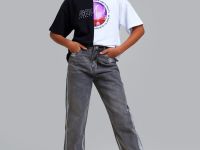 Брюки текстильные джинсовые для девочек