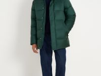 Пуховое полупальто с воротником-стойкой