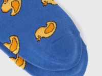 Носки в рубчик с рисунком, Синий