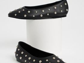 Балетки с заклёпками, Черный