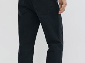 Джинсы Straight с накатом, Черный