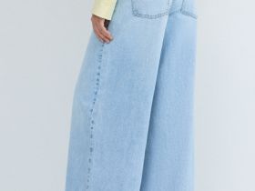 Широкие джинсы с высокой посадкой, Голубой