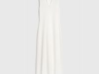 Вязаное платье с воротником-поло, Бежевый