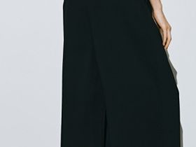 Прямые брюки со складками, Черный