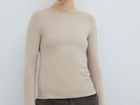 Лонгслив с шёлком, Бежевый