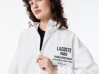 Женская укороченная куртка Lacoste на молнии с капюшоном