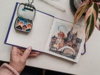 Палетка для красок "Домики" 6х5 см, цвет белый, пластик белый