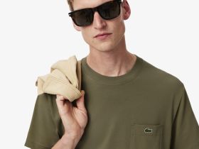 Мужская футболка Lacoste из хлопка с нагрудным карманом