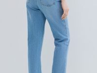 Прямые джинсы со средней посадкой, Голубой