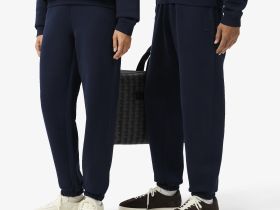 Спортивные хлопковые брюки Lacoste унисекс свободного кроя