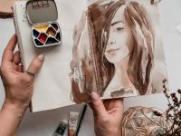 Палетка для красок "Горы" 6х5 см, цвет черный, пластик черный