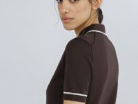 Базовый джемпер поло с коротким рукавом, Коричневый