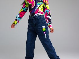 Брюки текстильные джинсовые утепленные флисом для девочек