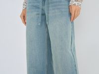 Широкие джинсы с поясом, Голубой