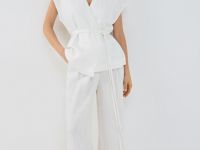 Широкие брюки со складками, Белый