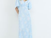 Платье миди с принтом, Голубой
