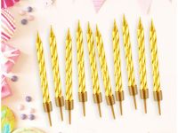 Свечи для торта с держателями MESHU "Мини", золотые, 5,8 см, 10 шт, блистер