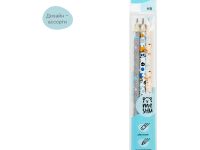 Набор карандашей чернографитных MESHU "Space" 3 шт, HB, с ластиком, ассорти, европодвес