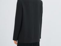 Двубортный жакет с отделкой из бахромы, Черный