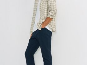 Брюки «5 карманов» Slim из твила, Синий