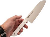 Поварской кухонный нож сантоку Samura HARAKIRI 17,5, сталь AUS-8, рукоять ABS пластик, белый