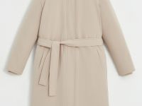 Пуховое пальто с поясом и капюшоном