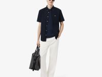 Мужская хлопковая футболка Lacoste из смеси льна
