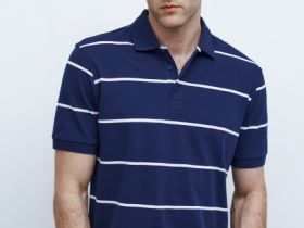 Поло в полоску, Синий