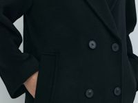 Длинное двубортное пальто из шерсти, Черный