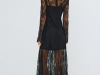 Кружевное платье с длинными рукавами, Черный