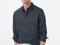 Рубашка из смесового льна, Серый