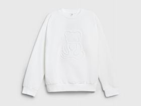 Свитшот с объёмным принтом для девочек, Белый