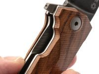 Нож складной LionSteel KUR BST Santos Wood, сталь Stonewashed & PVD-Coated Uddeholm Sleipner®, рукоять палисандр