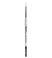Кисть синтетика №4 круглая Roubloff "1Wt14" ручка фигурная пёстрая белая с черным кончиком, глянцева