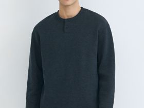 Свитшот с вырезом хенли, Синий