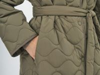 Длинное стёганое пальто с поясом, Желтый