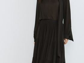 Юбка макси из шифона, Коричневый