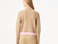 Женский короткий свитер Lacoste на молнии с длинным рукавом