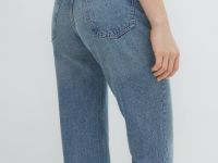 Прямые джинсы с высокой посадкой, Голубой