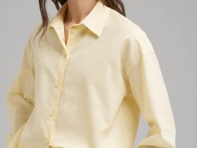 Свободная рубашка изо льна и хлопка