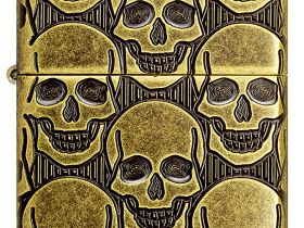 Зажигалка ZIPPO Armor® Cackling Cranium с покрытием Antique Brass, латунь/сталь, золотистая, матовая, 38x13x57 мм