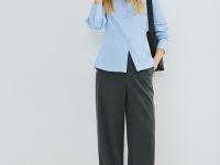 Приталенная рубашка из хлопка, Голубой