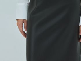 Прямая юбка миди из искусственной кожи, Черный