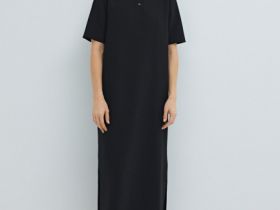 Платье с воротником-поло, Черный