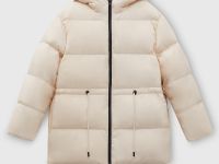 Пуховик с капюшоном и талией на кулиске